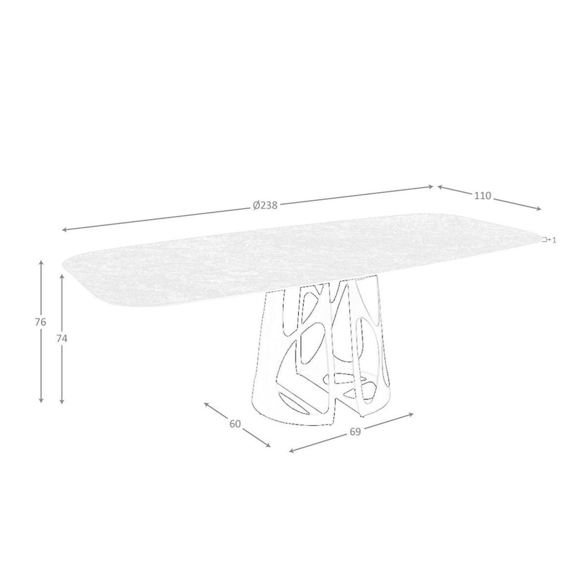 ESSTISCH Esstisch ovales Fass porzellanmarmor aus schwarzer Epoxidstahl Ø238/110/76 cm - Blau/Schwarz, Stein (110/238/76cm) - ANGEL CERDA