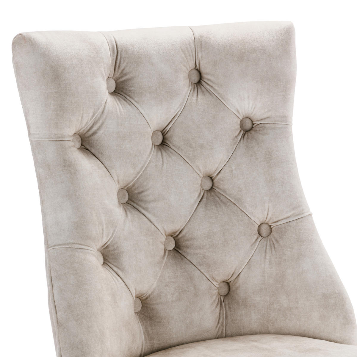 WOHNZIMMER STÜHLE mit hoher Rückenlehne, Knopfsteppung und Griffring in Hellbeige - Beige, Textil (51/97/47cm) - EVRYAE