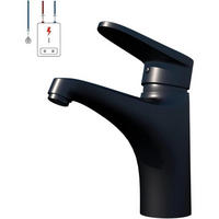 WASCHTISCHARMATUR Niederdruck Schwarz Messing mit Wassersparfunktion - Schwarz, Metall (19/7/25cm)