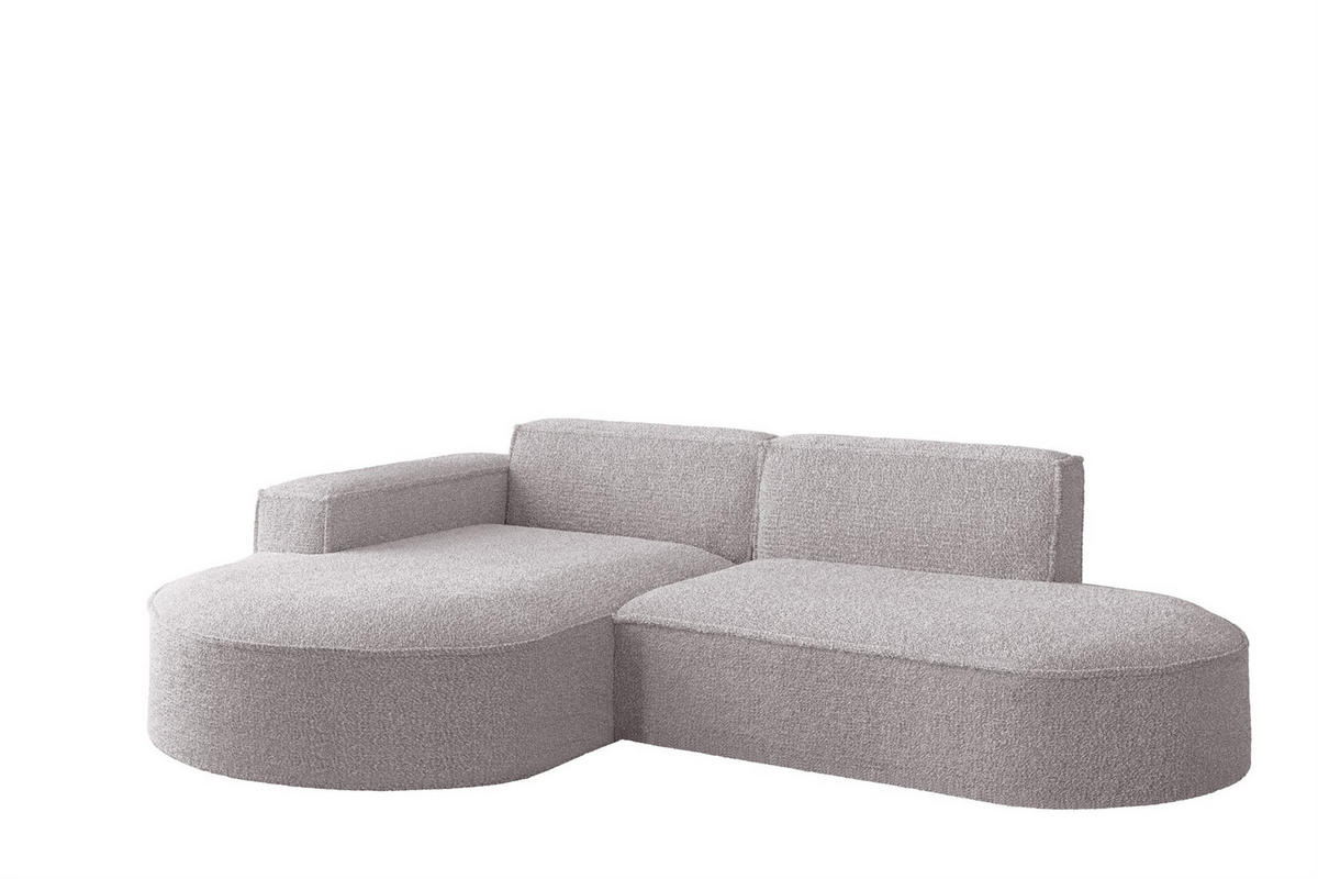 ECKSOFA Palma Xs Ottomane Ascot Bukla - Rosa, Holzwerkstoff/Textil (236/165cm) - Fun Möbel