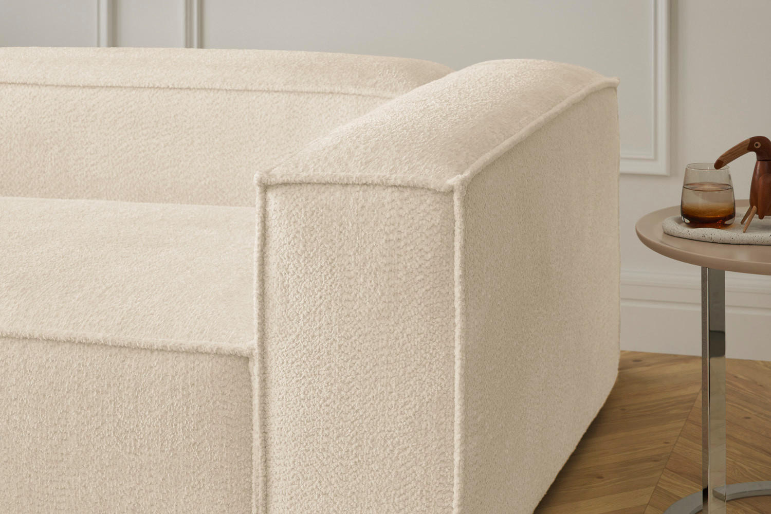 ECKSOFA CARMO Beige Flachgewebe - Beige/Schwarz, Kunststoff/Textil (306/191cm) - KAWOLA