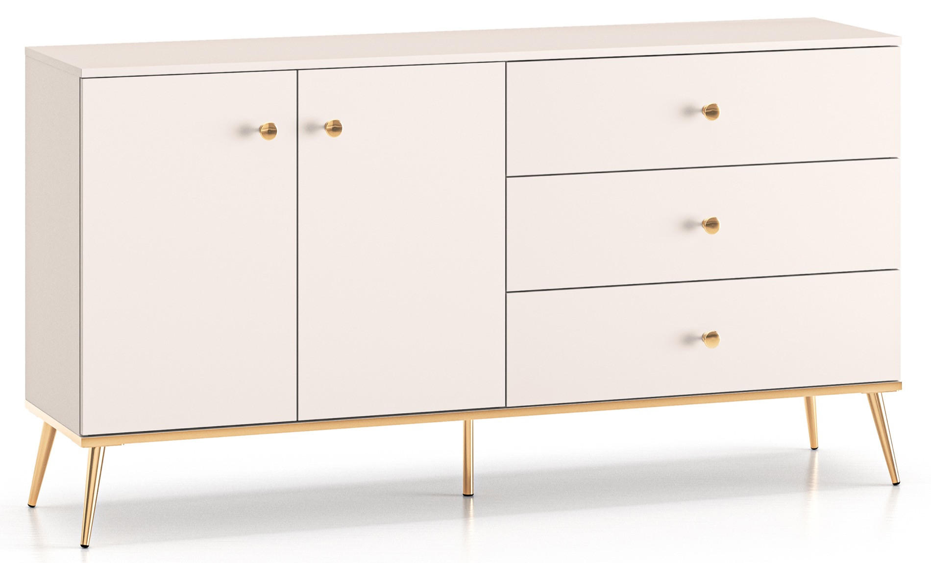 SIDEBOARD Selgin Greige 160 cm - Taupe/Goldfarben, Holzwerkstoff/Metall (160/84.8/39.7cm) - Selsey