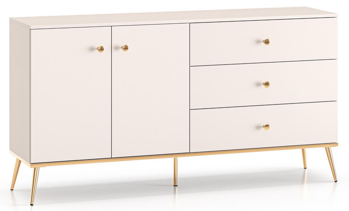 SIDEBOARD Selgin Greige 160 cm - Taupe/Goldfarben, Holzwerkstoff/Metall (160/84.8/39.7cm) - Selsey