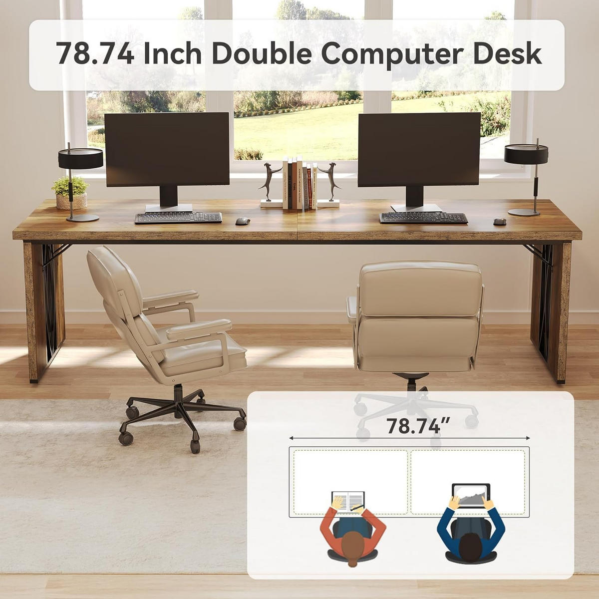 SCHREIBTISCH Holz Metall Industrial rechteckig 200/70/76 cm - Ahornfarben/Braun, Holzwerkstoff/Metall (70/200/76cm) - Quality Elegance