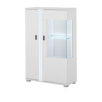 VITRINE weiß matt, Highboard inklusive Frontbeleuchtung 80 x 125 cm - Silberfarben/Schwarz, Glas/Holzwerkstoff (80/125/35cm) - Furn.Design