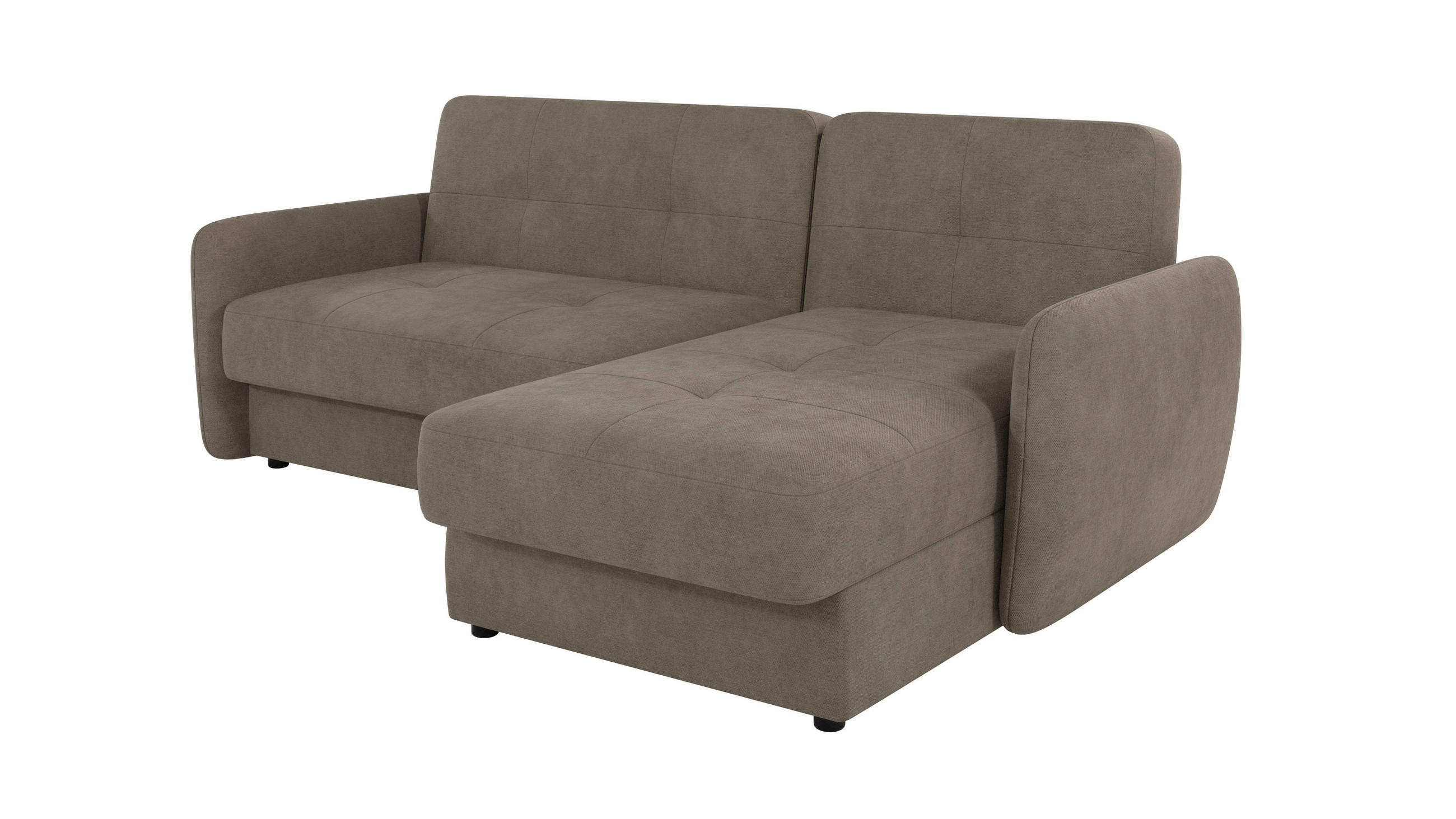 ECKSOFA Lupo Dunkelbeige Mikrofaser - Beige/Schwarz, Holz/Kunststoff (232/147cm) - S-Style Möbel