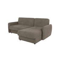 ECKSOFA Lupo Dunkelbeige Mikrofaser - Beige/Schwarz, Holz/Kunststoff (232/147cm) - S-Style Möbel