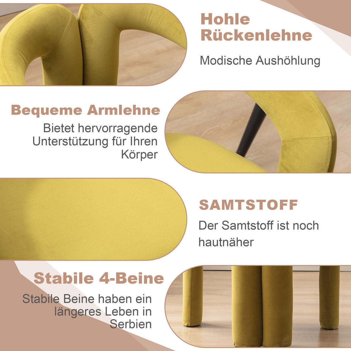 ESSZIMMERSTUHL 2er-Set aus Samt mit Metallbeinen - Olivgrün, Textil (64/71/50.5cm)