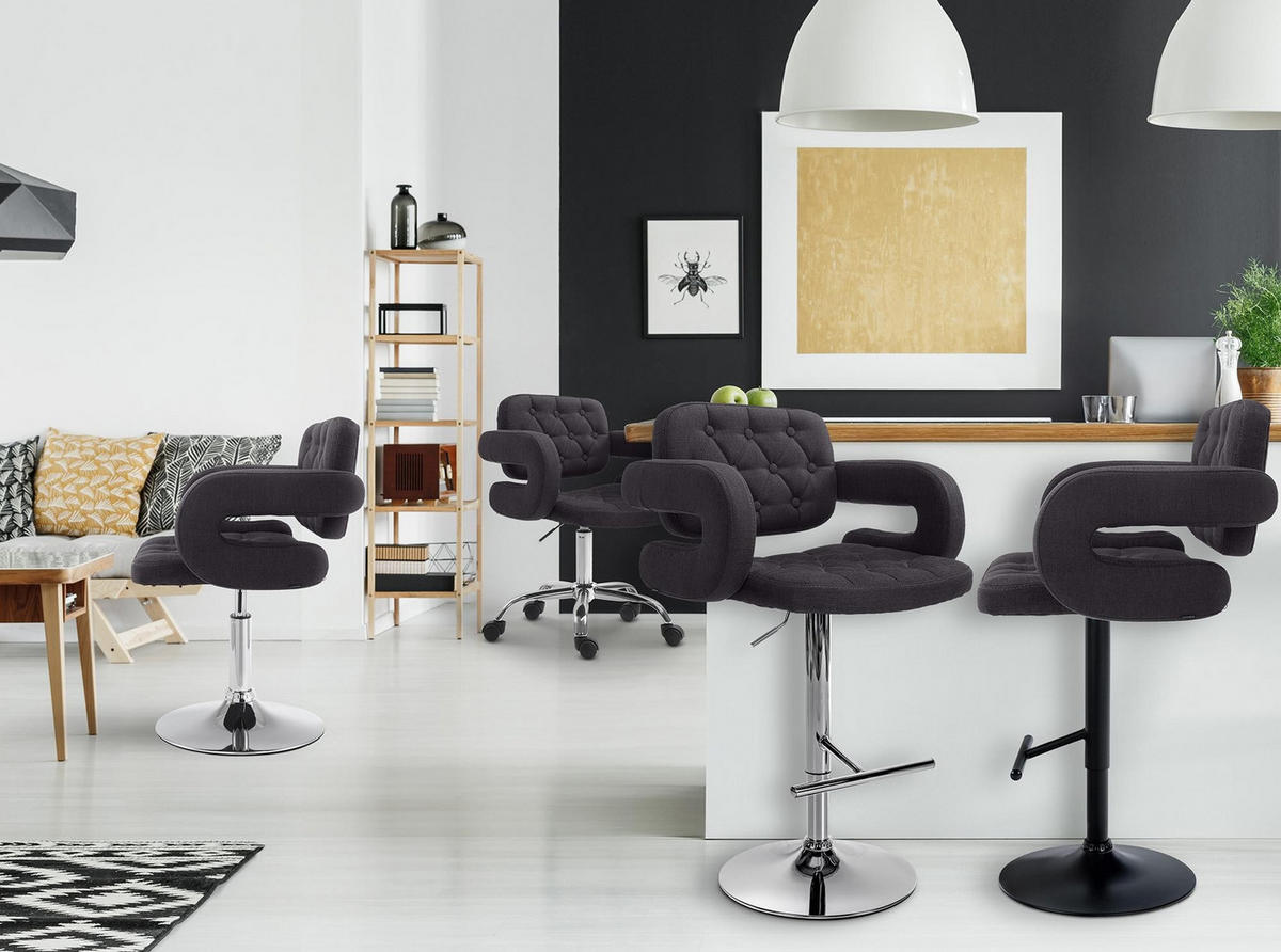 BARHOCKER Dublin 103-123x62x55 cm schwarz - Schwarz, Textil (62/103/55cm) - furnicato