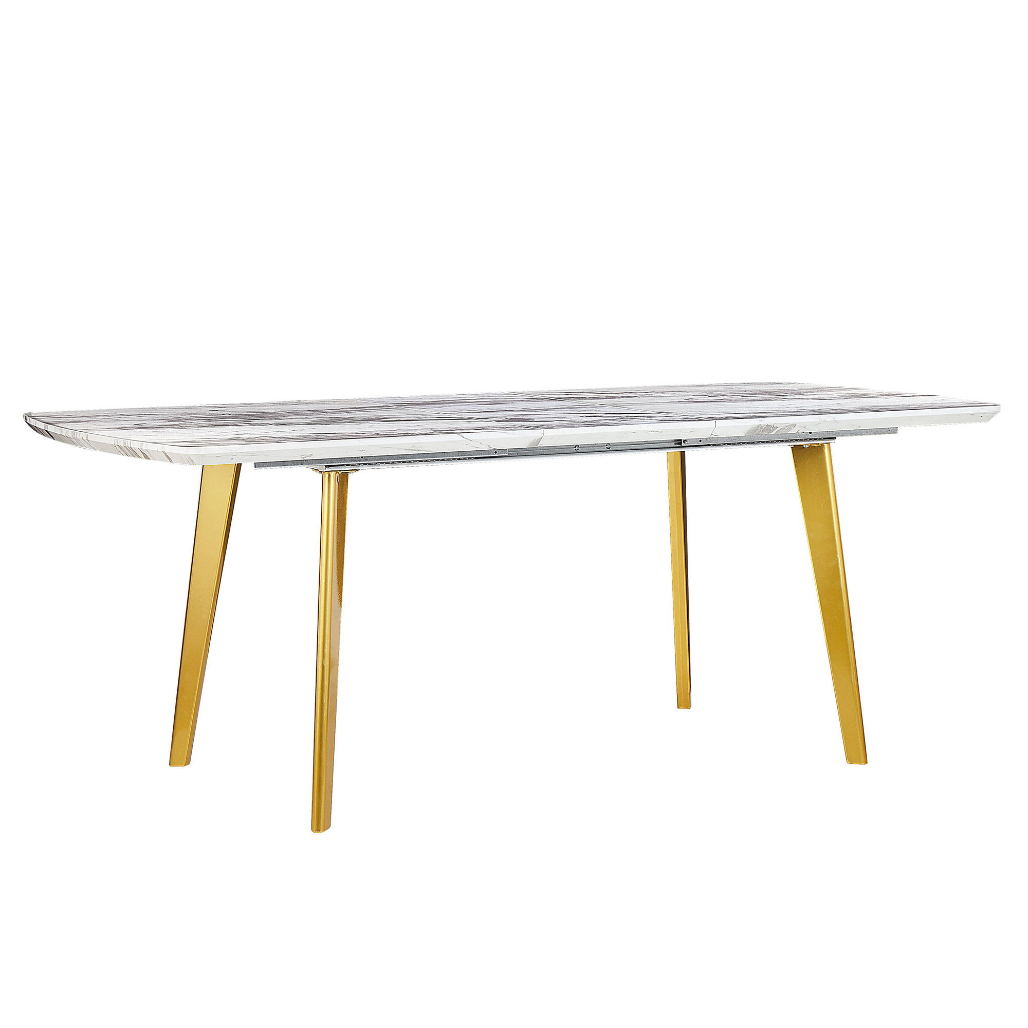 ESSTISCH 160-200/90/77 cm Weiß, Goldfarben Rechteckig Mosby - Weiß, Holzwerkstoff (200/90/77cm) - Beliani