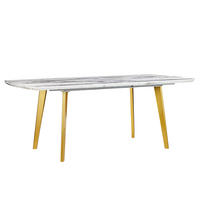 ESSTISCH 160-200/90/77 cm Weiß, Goldfarben Rechteckig Mosby - Weiß, Holzwerkstoff (200/90/77cm) - Beliani