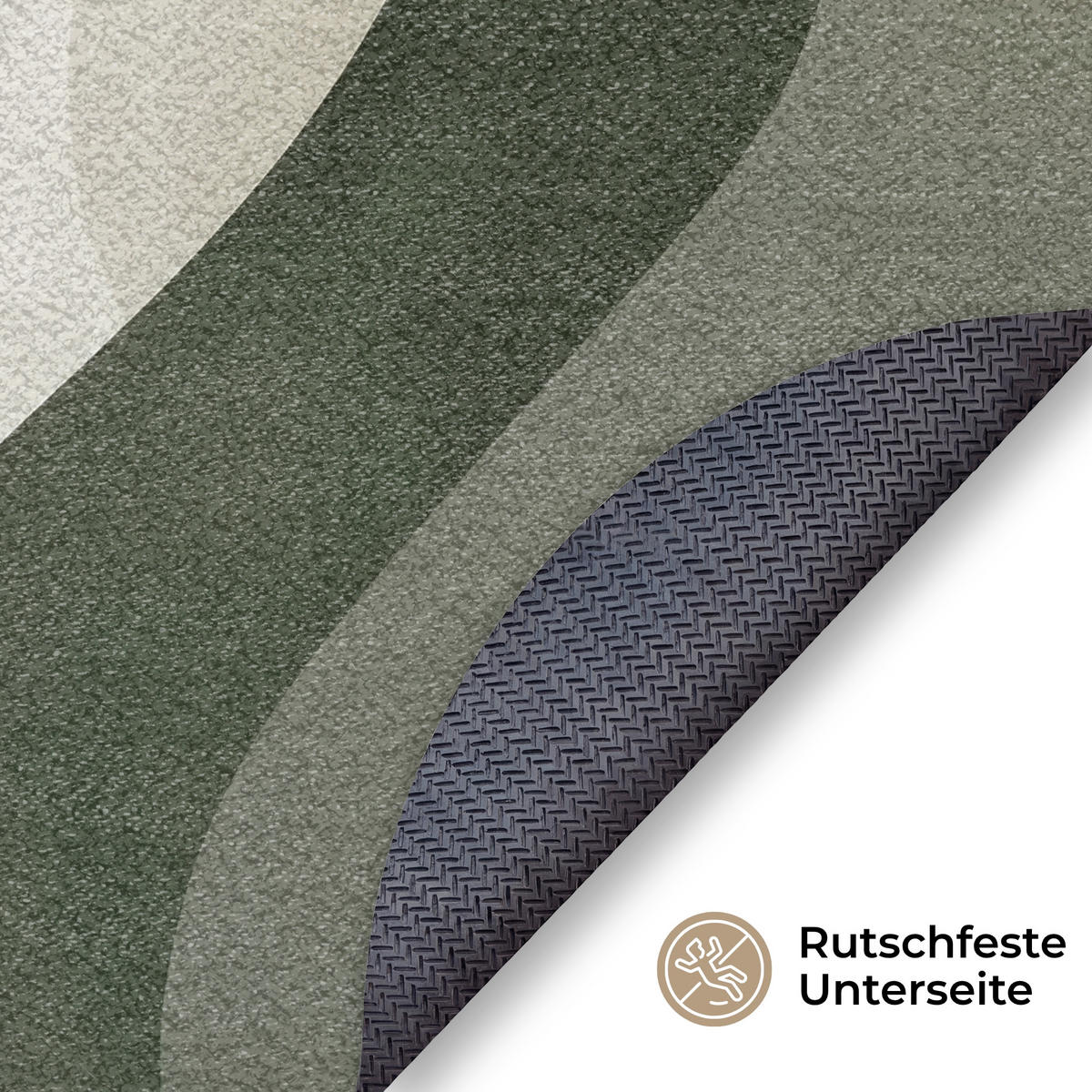 ROHOŽKA Japonsko - Zelená - Abstraktní - Moderní 90x90 cm - olivově zelená, textil/umělá hmota (90/0.4cm) - MuchoWow