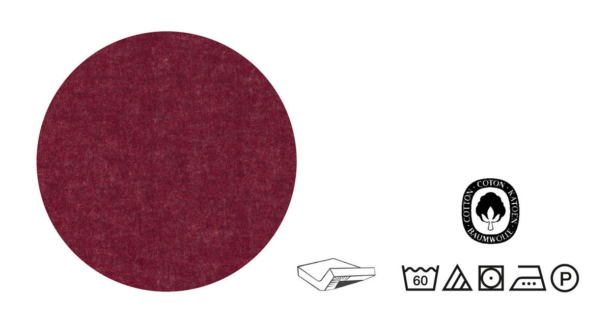 SPANNBETTTUCH Biber Melange UNI burgund, 90x190 cm - 100x200 cm - Bordeaux, Textil (100/200cm) - biberna