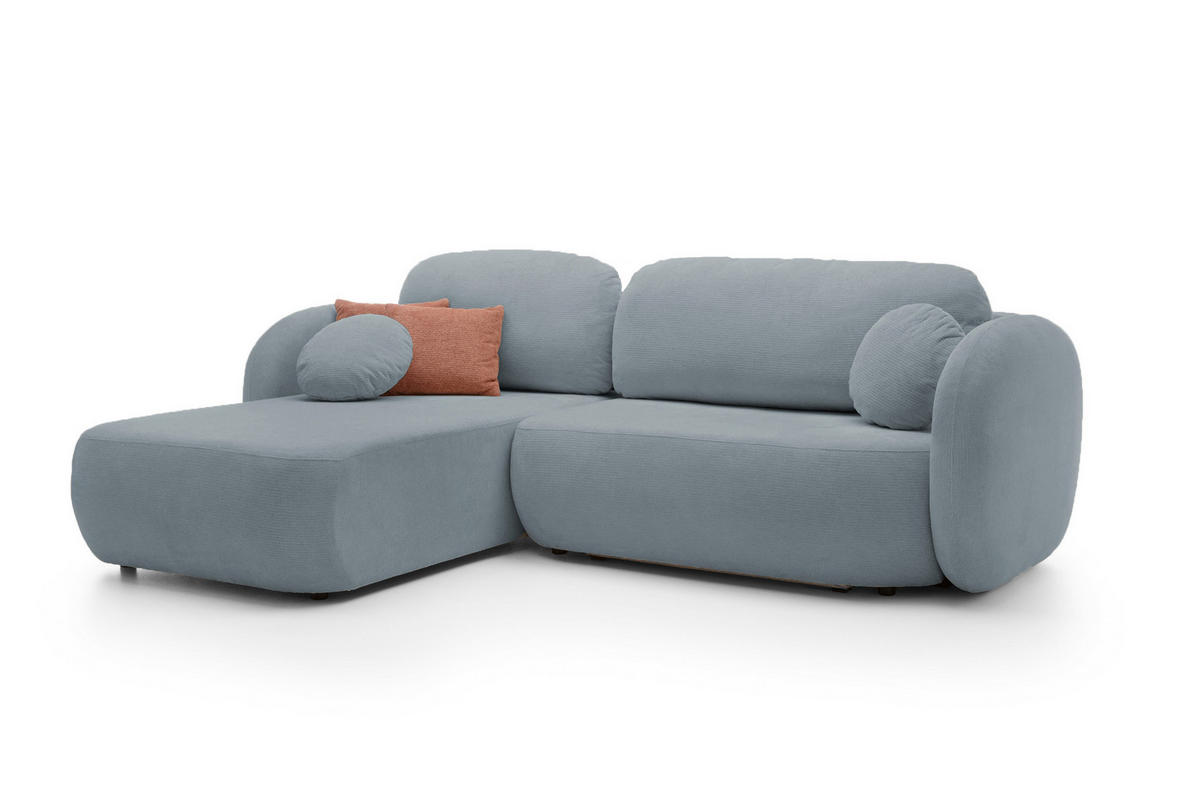 ECKSOFA OLIO L-Form Schlaffunktion mit Bettkasten, lose Rückenkissen, freistehend, LINKS 174x248 cm Dark grey - Blaugrau, Holz/Textil (174/248cm) - DomoHome