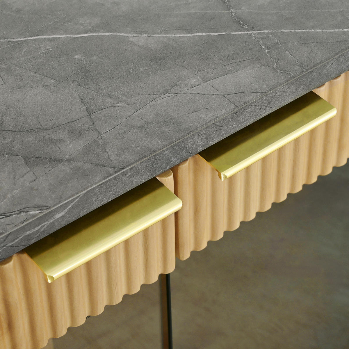 LOWBOARD 172/38/45.5 cm Natur aus MDF und Glas mit ovaler Vitrine - Hellbraun, Holzwerkstoff (38/45.5/172cm) - OKMYHOME