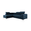 ECKSOFA PABLO VOGUE L‑förmig mit Bett, Bettkasten, verstellbaren Kopfstützen, weichen Metallfüßen, freistehend, LINKS, 270x201x97 cm, Blau - Blau, Holz/Textil (201/270cm) - DomoHome