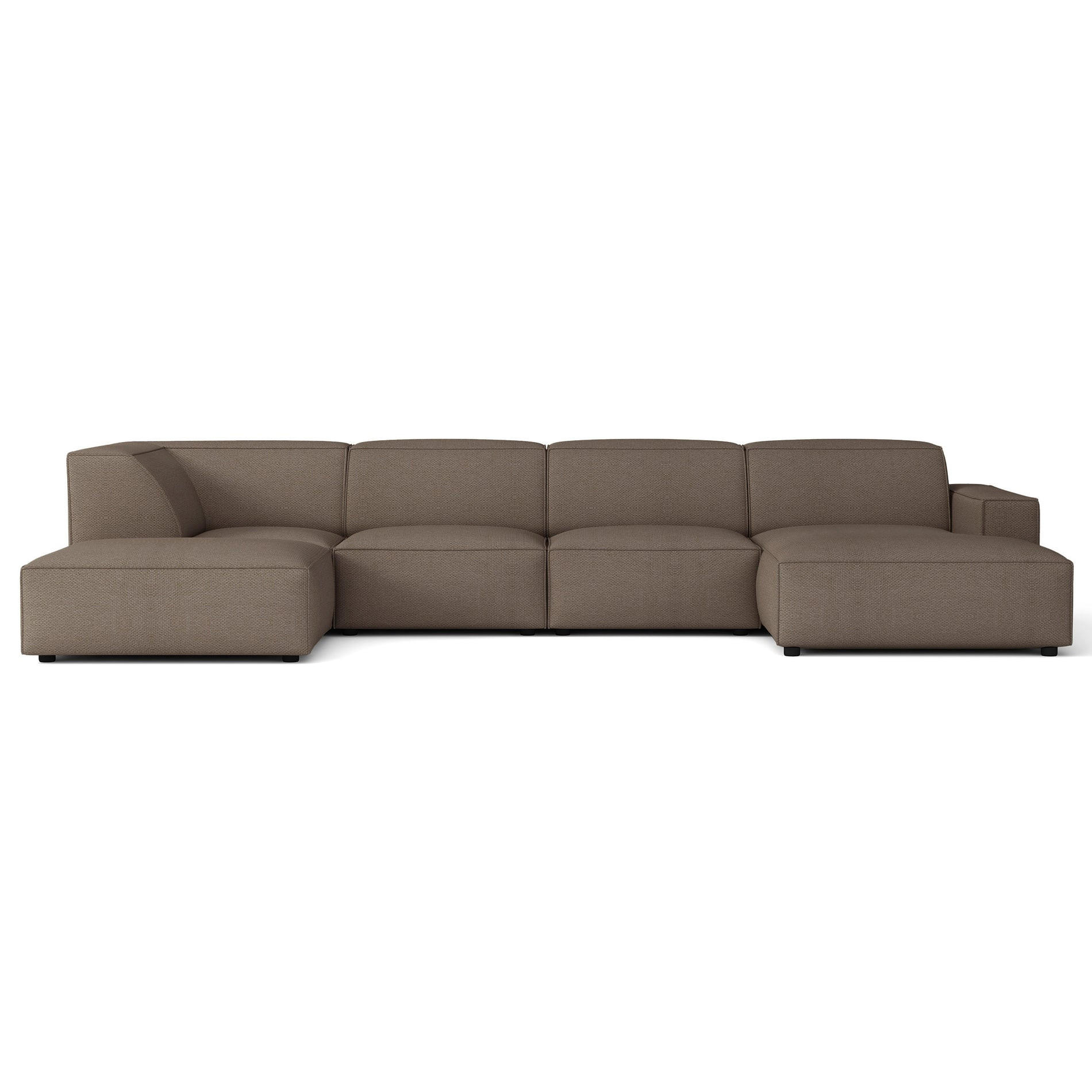 WOHNLANDSCHAFT Sellmo 366 cm - Hellbraun/Schwarz, Kunststoff/Textil (370/70/184cm) - Selsey