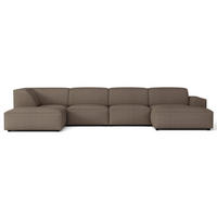 ROHOVÁ pohovka Sellmo, 366 cm - svetlohnedá/čierna, textil/plast (370/184cm) - Selsey