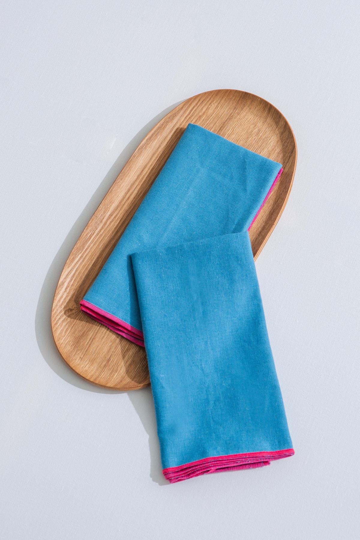 TISCHET 8-teilig, 100% Leinen, blau und lila SET CONTRAST EDGE - Blau, Textil (40/130cm) - RNT By Really Nice Things