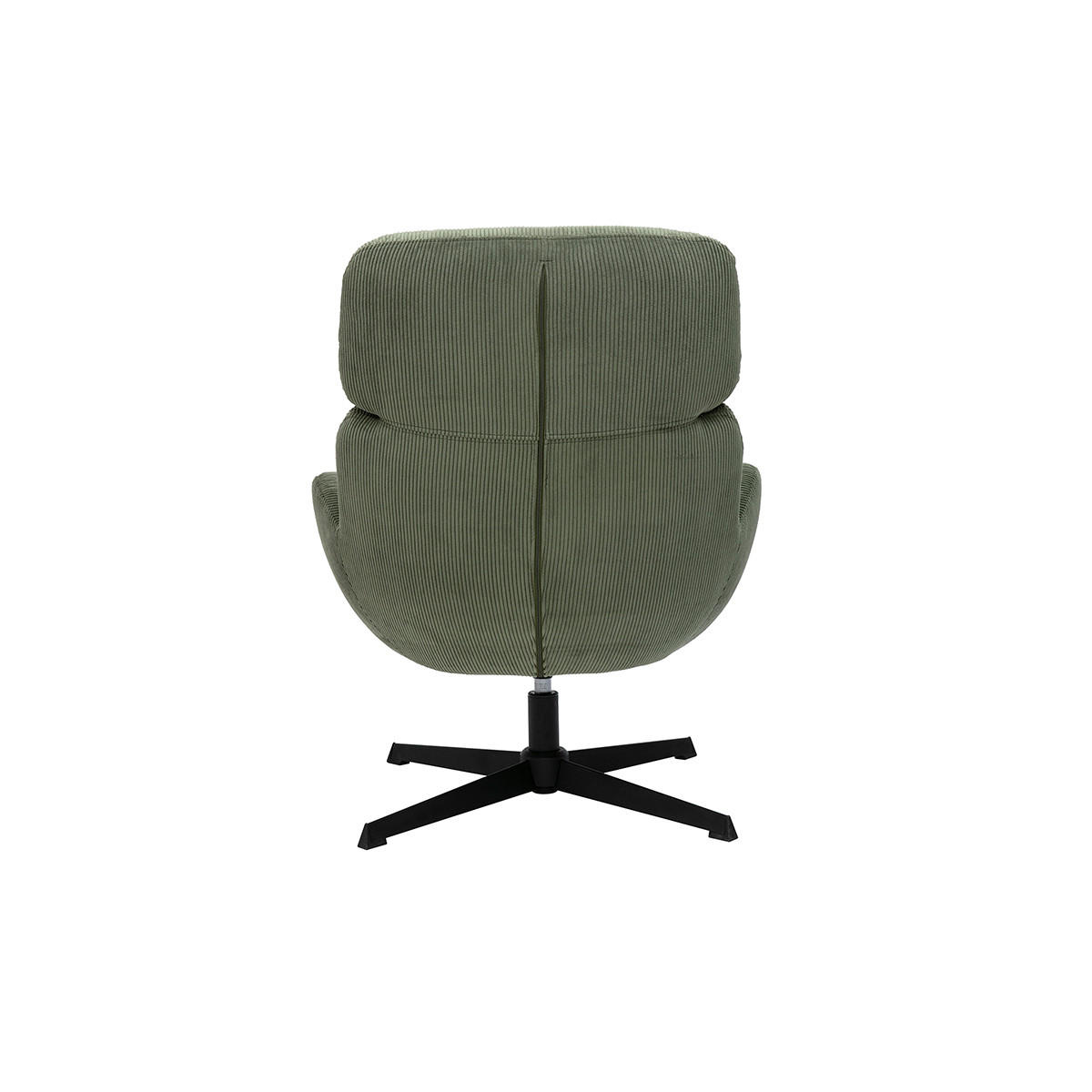 SCHWENKSESSEL Ripp-Velours Khaki Metall Schwarz KLEM - Grün, Textil (77/87/73cm) - Miliboo
