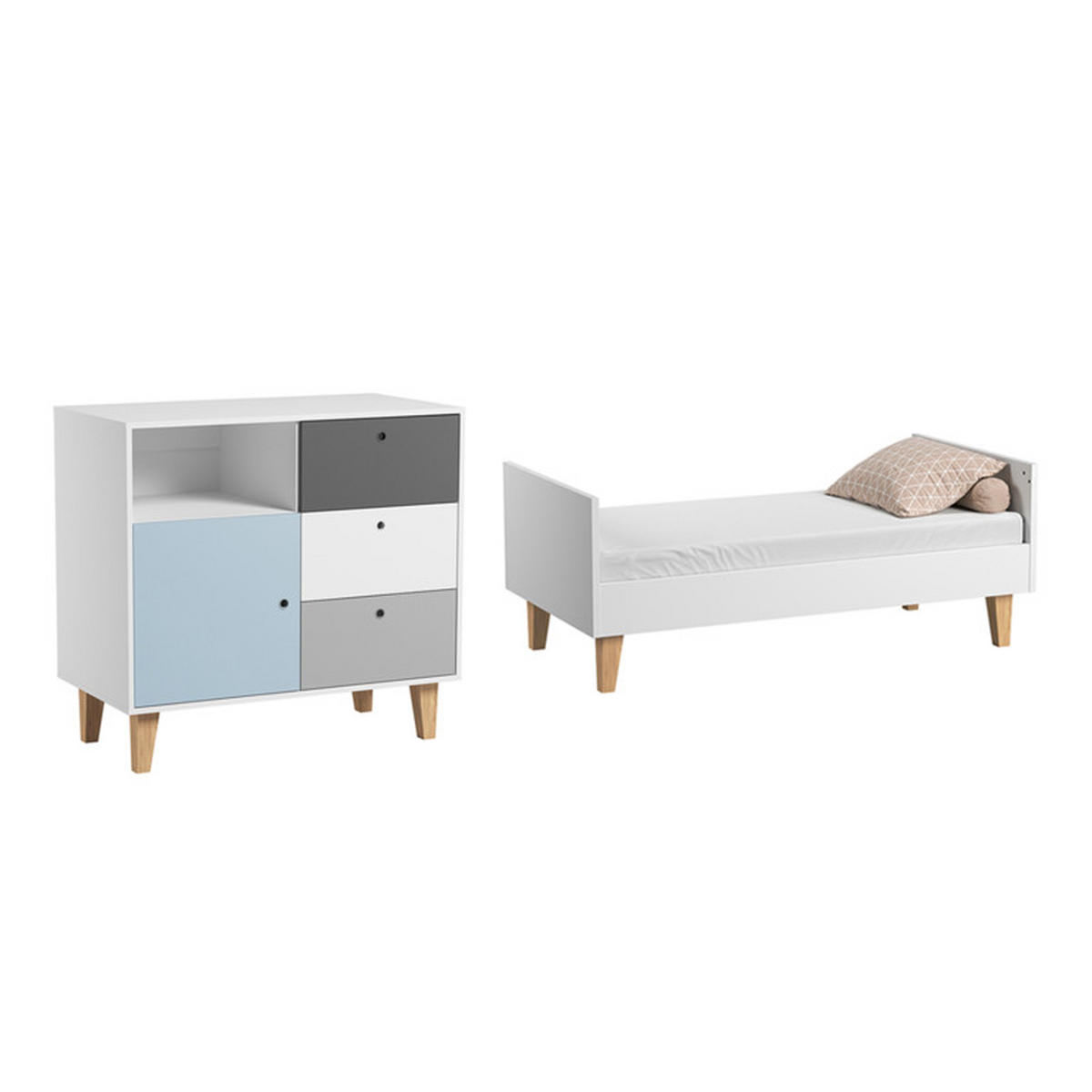 BABYZIMMER 2-teilig blau - Blau, Holzwerkstoff (144.5/97/75cm) - Petits-meubles