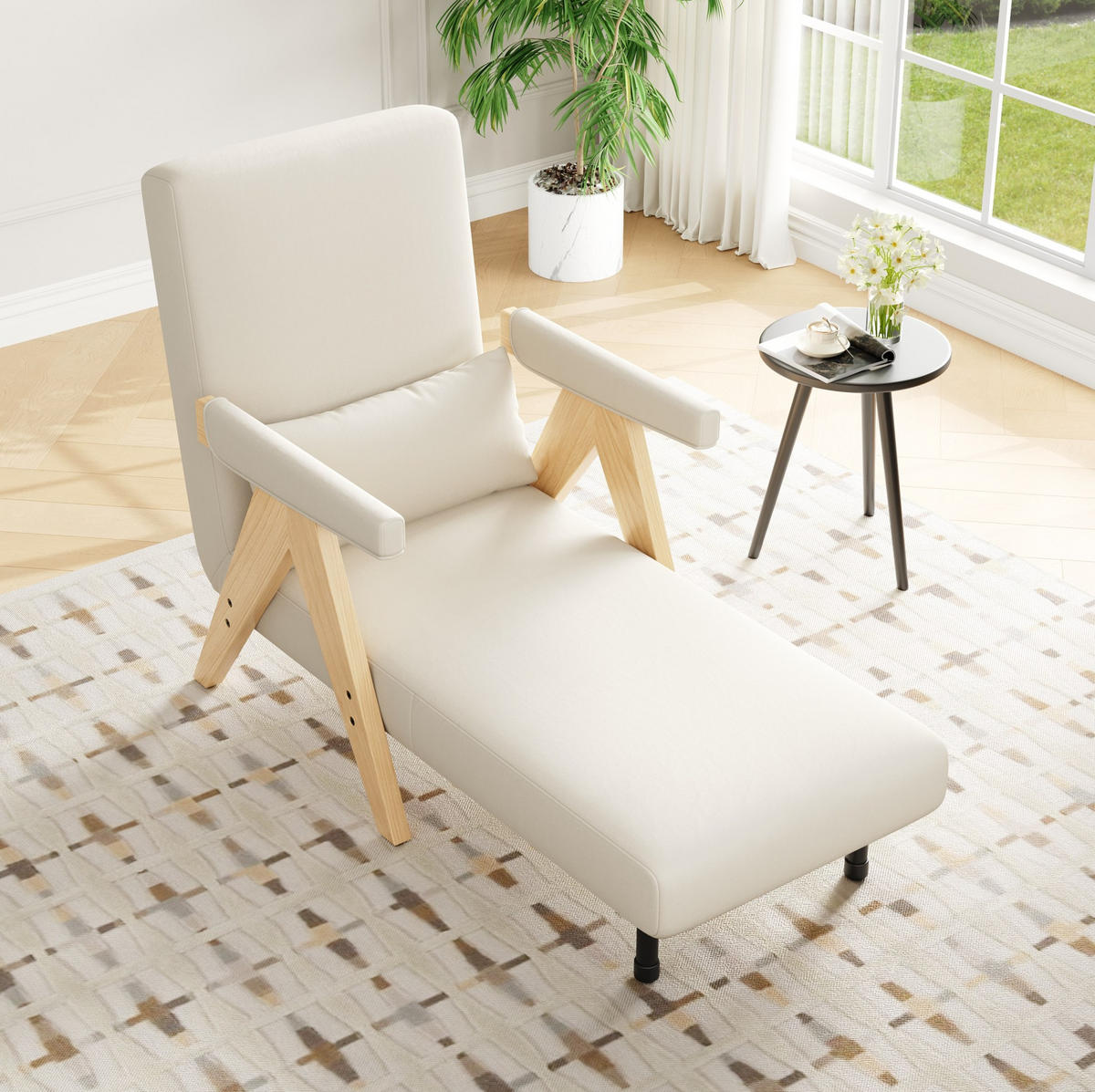 SESSEL 87/64/60 cm Beige aus Linen mit Schlaffunktion - Beige, Textil (87/64/60cm) - OKMYHOME
