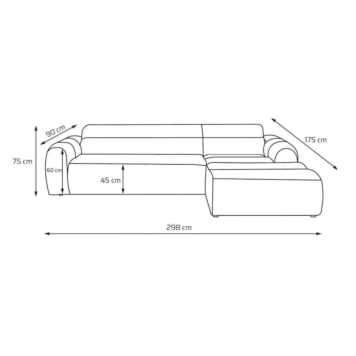 4-SITZER modulares Ecksofa VEER SET 1 Rechts, 298 x 175 cm, Chenille Webstoff Marine - Schwarz/Dunkelblau, Holz/Kunststoff (175/298cm) - Muffo