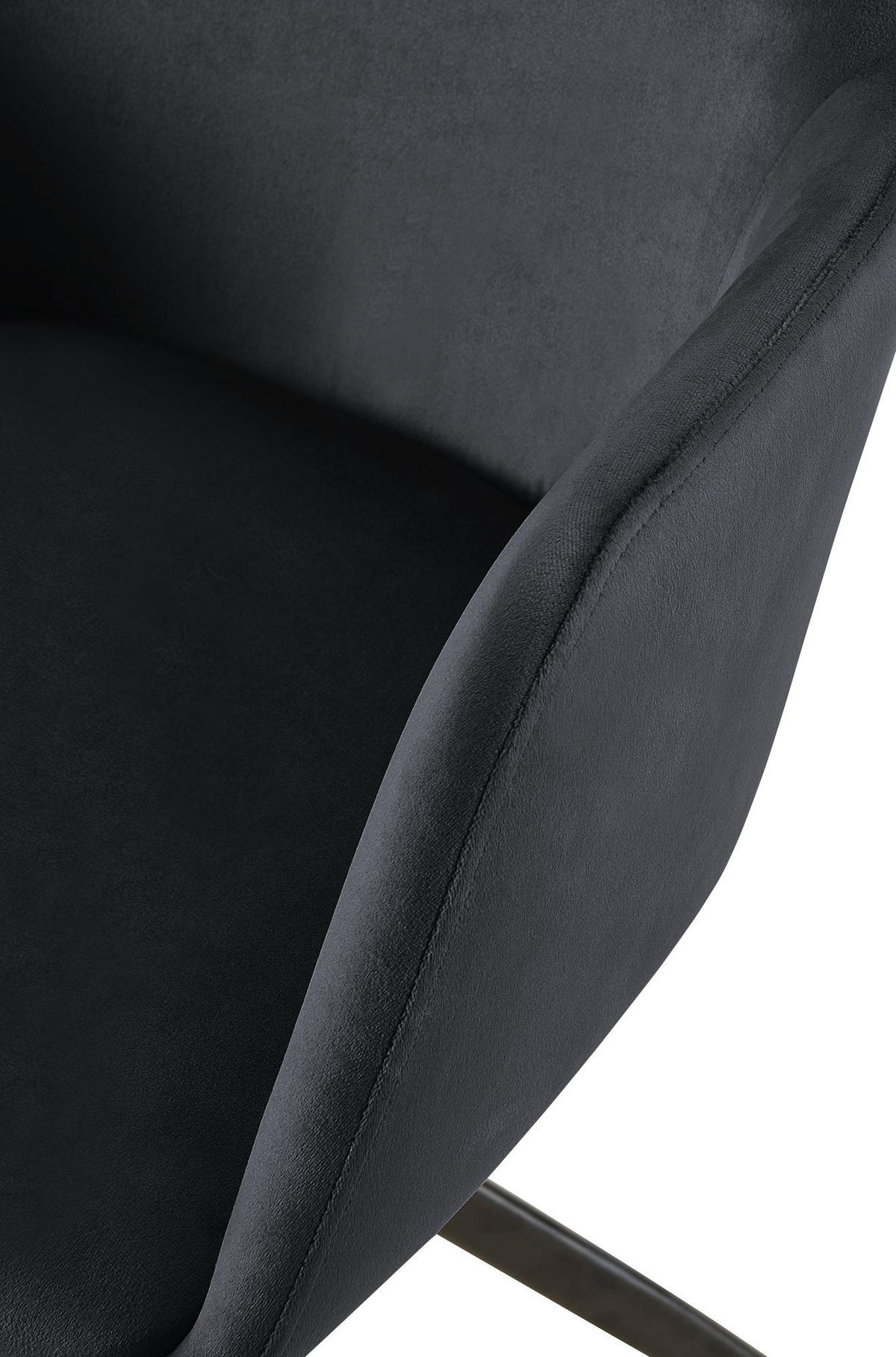 ARMLEHNENSTUHL Samt schwarz - Schwarz, Textil/Metall (56/81/62cm) - CLP