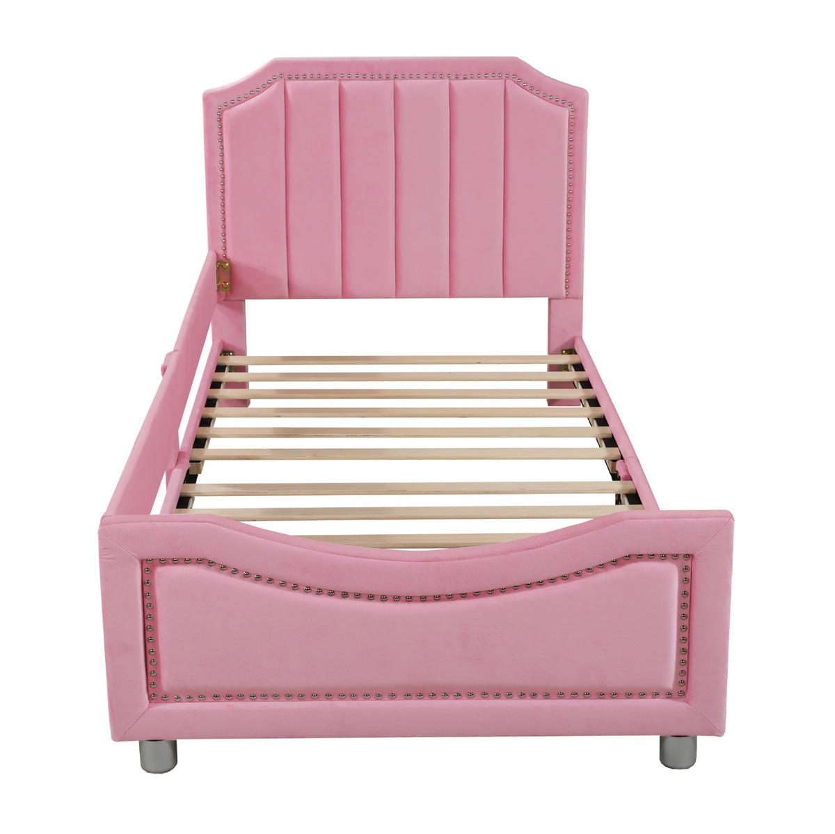KINDEREINZELBETTEN aus Flanell 90 x 200 cm in Rosa mit Schlafsofa-Funktion - Rosa, Holz (90/200cm) - Modfu
