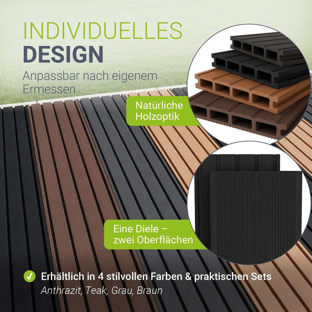 TERRASSENDIELEN WPC Anthrazit 6 m² - Anthrazit, Kunststoff (220/14.6/2.5cm) - Juskys