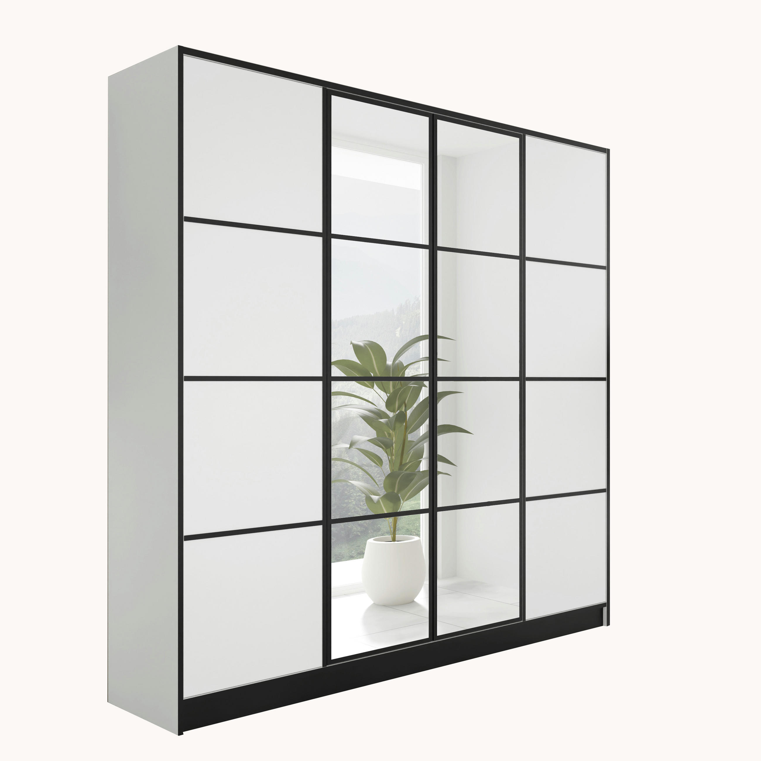 Kier Furniture ŠATNÍ SKŘÍŇ EDEN 4D v2 - 206,4x205x39 cm - Bílá