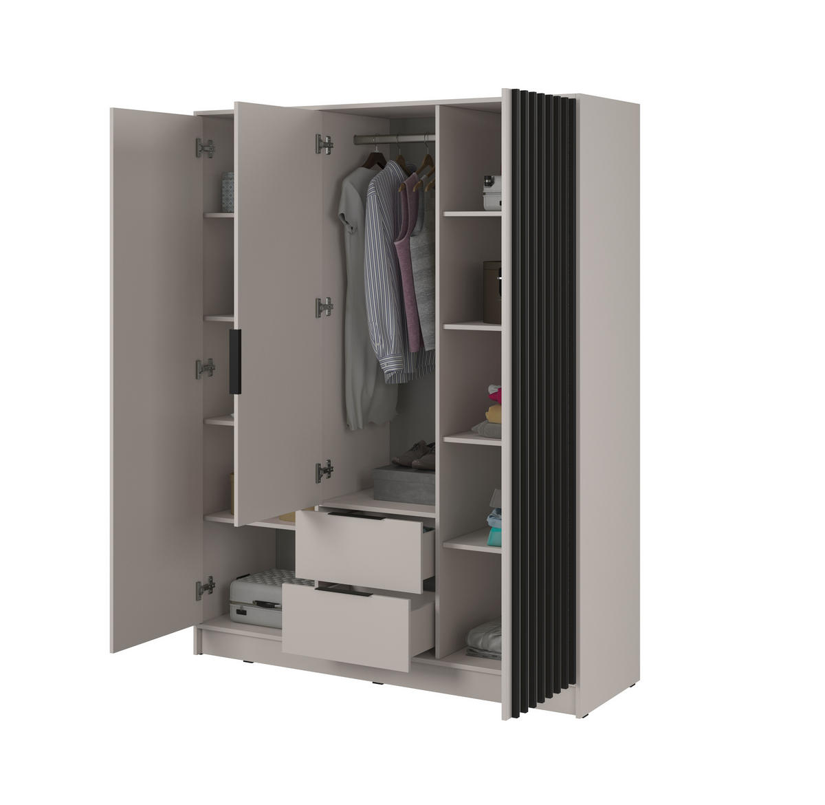 DREHTÜRENSCHRANK - John 3D ohne Spiegiel - Kaschmir - Kaschmir, Holzwerkstoff/Metall (155/200/51cm) - Möblo