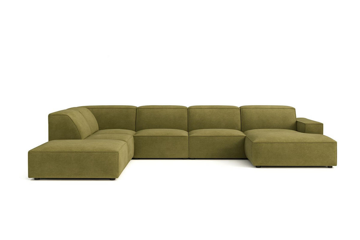 ECKSOFA Cursal V, Stoff Salvador, Olive, Links - Olivgrün, Holz (364/262cm) - Kaiser Möbel