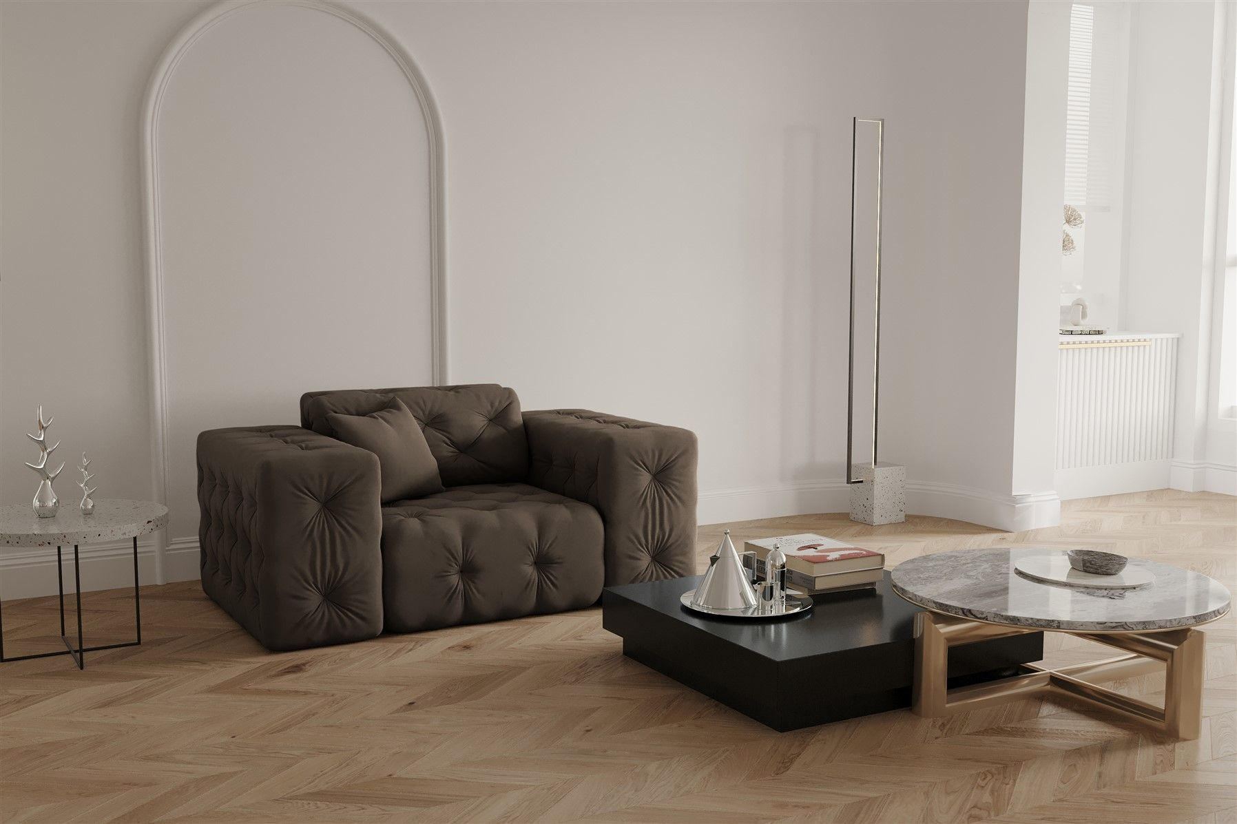 SESSEL Chantal - Braun, Holzwerkstoff/Textil (121/78/96cm) - Fun Möbel