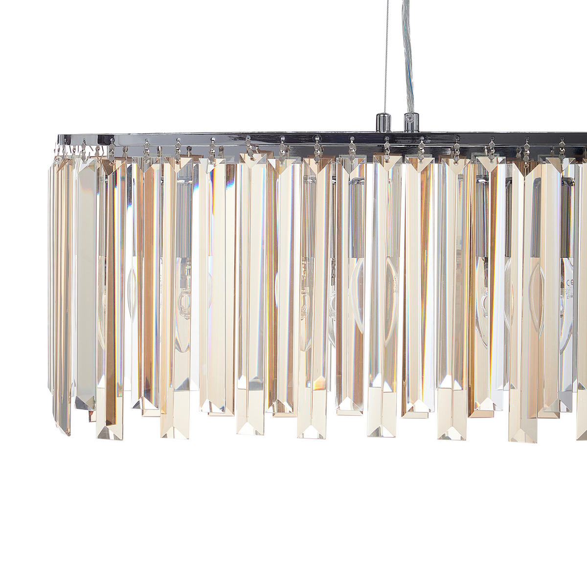 KRONLEUCHTER Silber Mandeo - Silberfarben, Glas (14/68/120cm) - Beliani
