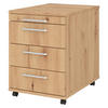 ROLLCONTAINER - mit 3 Schubladen 58/42,8/59 cm in Wildeiche Relinggriff (Kunststoff) - Wildeiche, Holzwerkstoff (42.8/59/58cm) - bümö