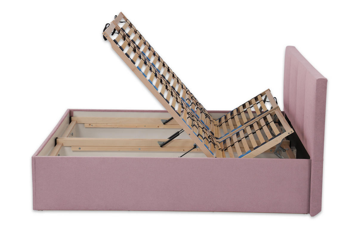 POLSTERBETT Dalas Rose 200 x 200 x 40 cm Bettkasten Mit hochwertiger Matratze H2 (bis 100 kg) und Lattenrost - Rosa, Holz (200/200cm) - Halmon Schlafkomfort Betten 