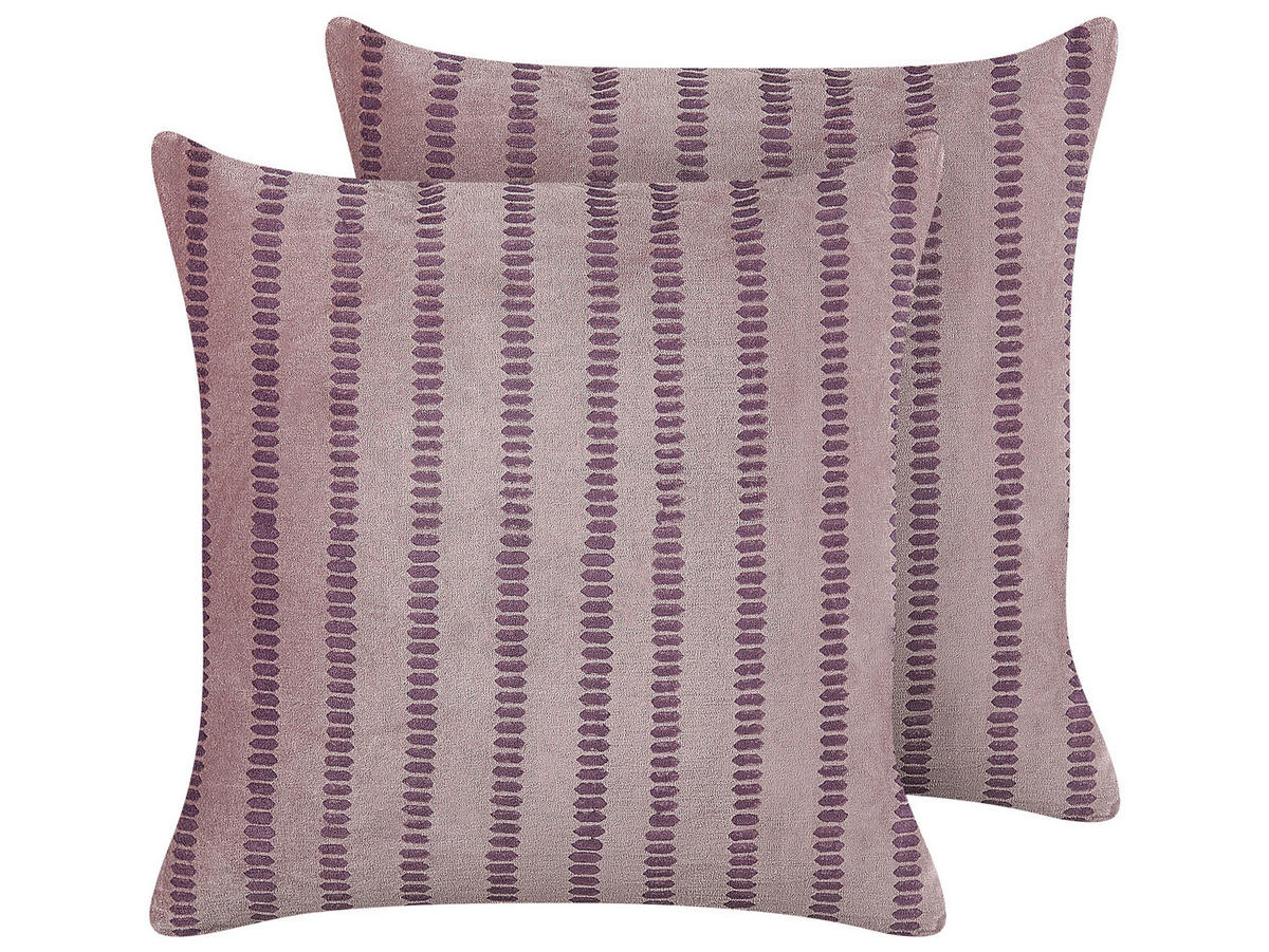 DEKOKISSEN 2er-Set Rosa 45/45 cm Agapanthus - Pink, Textil (45/45cm) - Beliani