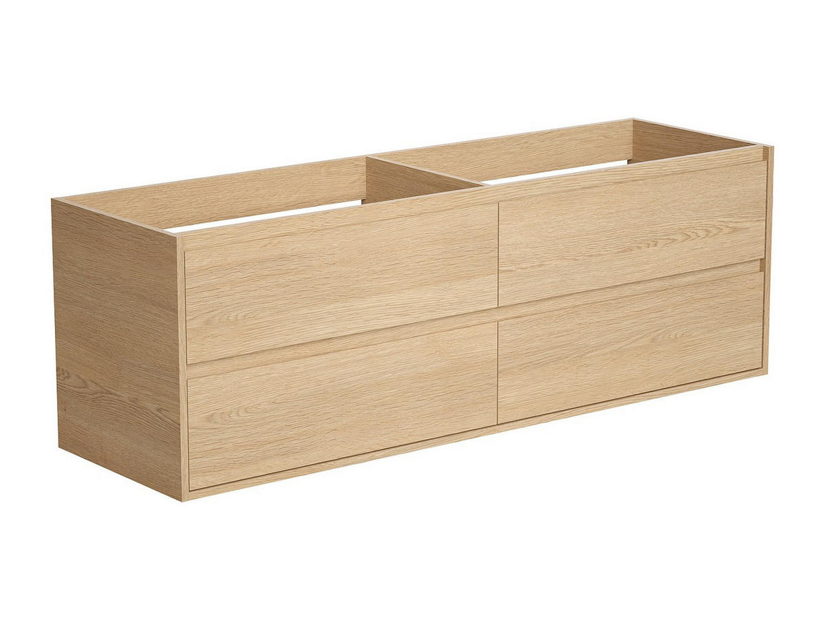 DOPPELWASCHTISCH - 150 cm x 45 cm - Holz, Platte - Naturfarben Hell - MILIPAM - Naturfarben, Holz (150/50/45cm) - Vente-Unique