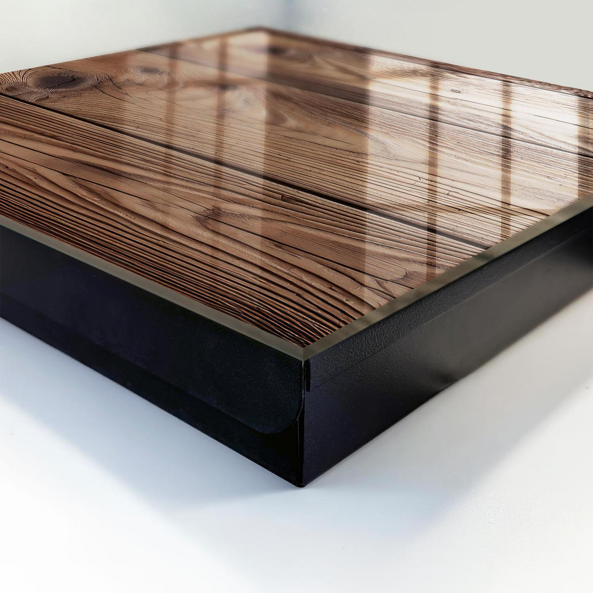 SCHLÜSSELBOX Schwarz 30x30 cm- Türöffnung nach rechts - Holzmuster - Braun, Metall (30/30/5cm) - TULUP