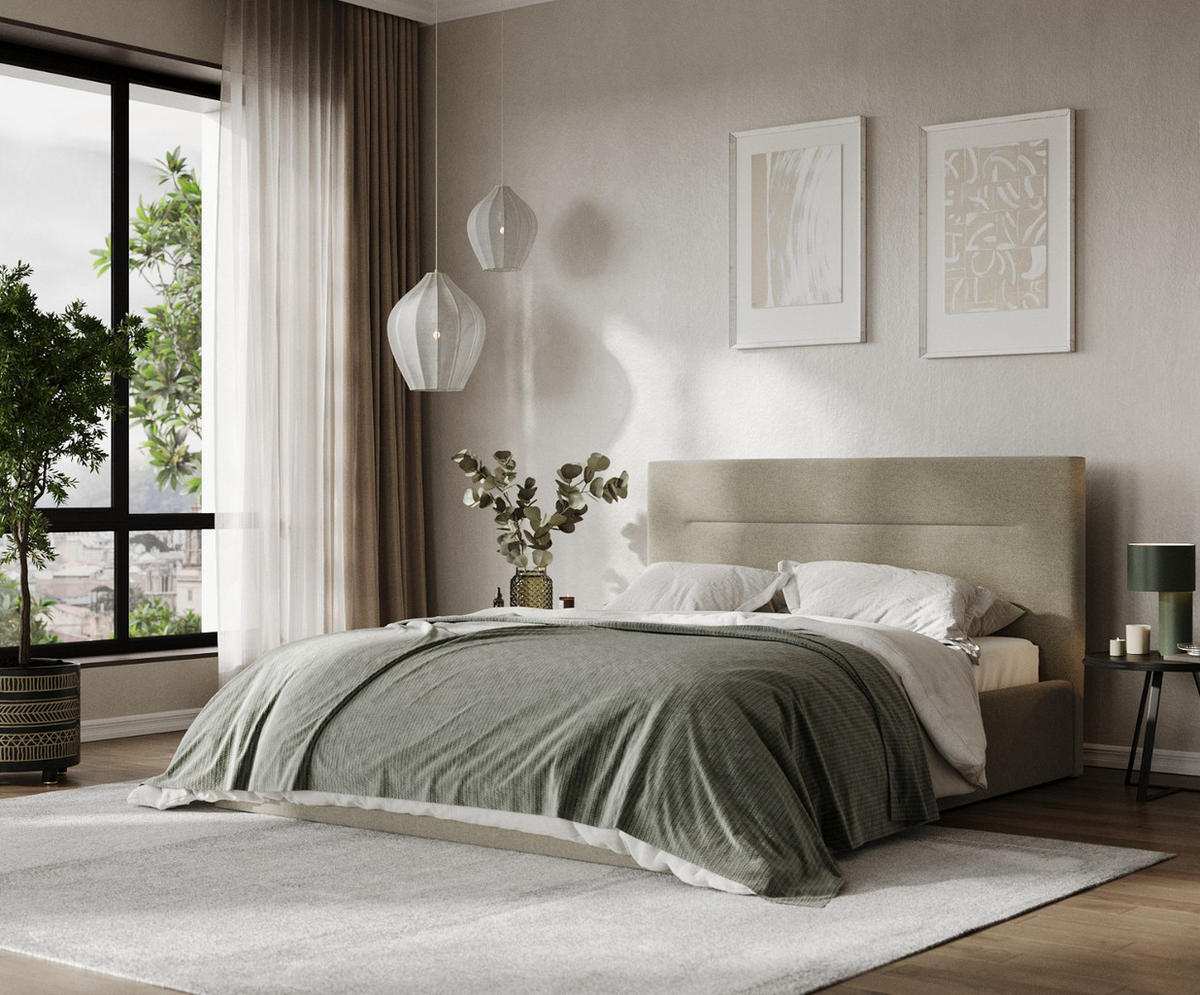 POLSTERBETT Liline 140/200 cm Olivgrün im Asti Stoff - Schwarz/Naturfarben, Holz/Holzwerkstoff (140/200cm) - AltaBeds