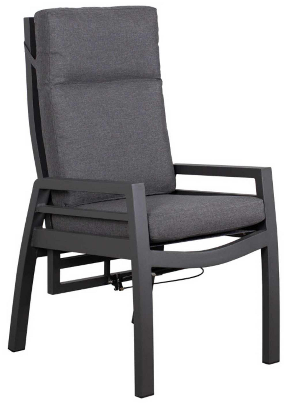 GARTENMÖBELSET Relaxsessel Merida + Hocker mit Tisch Tarifa 160/210 x 90 cm - Grau, Metall - Mr. Deko