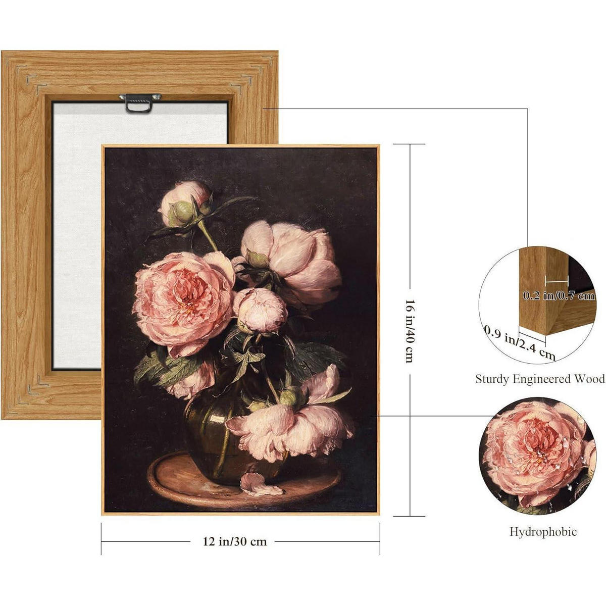 LEINWANDBILD mit Rahmen Pfingstrosen Rosa 30 x 40 cm - Rosa, Holz (30/0.5cm)