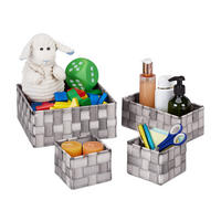 4TLG.AUFBEWAHRUNGSKORB-SET - Grau, Kunststoff/Metall (23/10.5/23cm) - Relaxdays