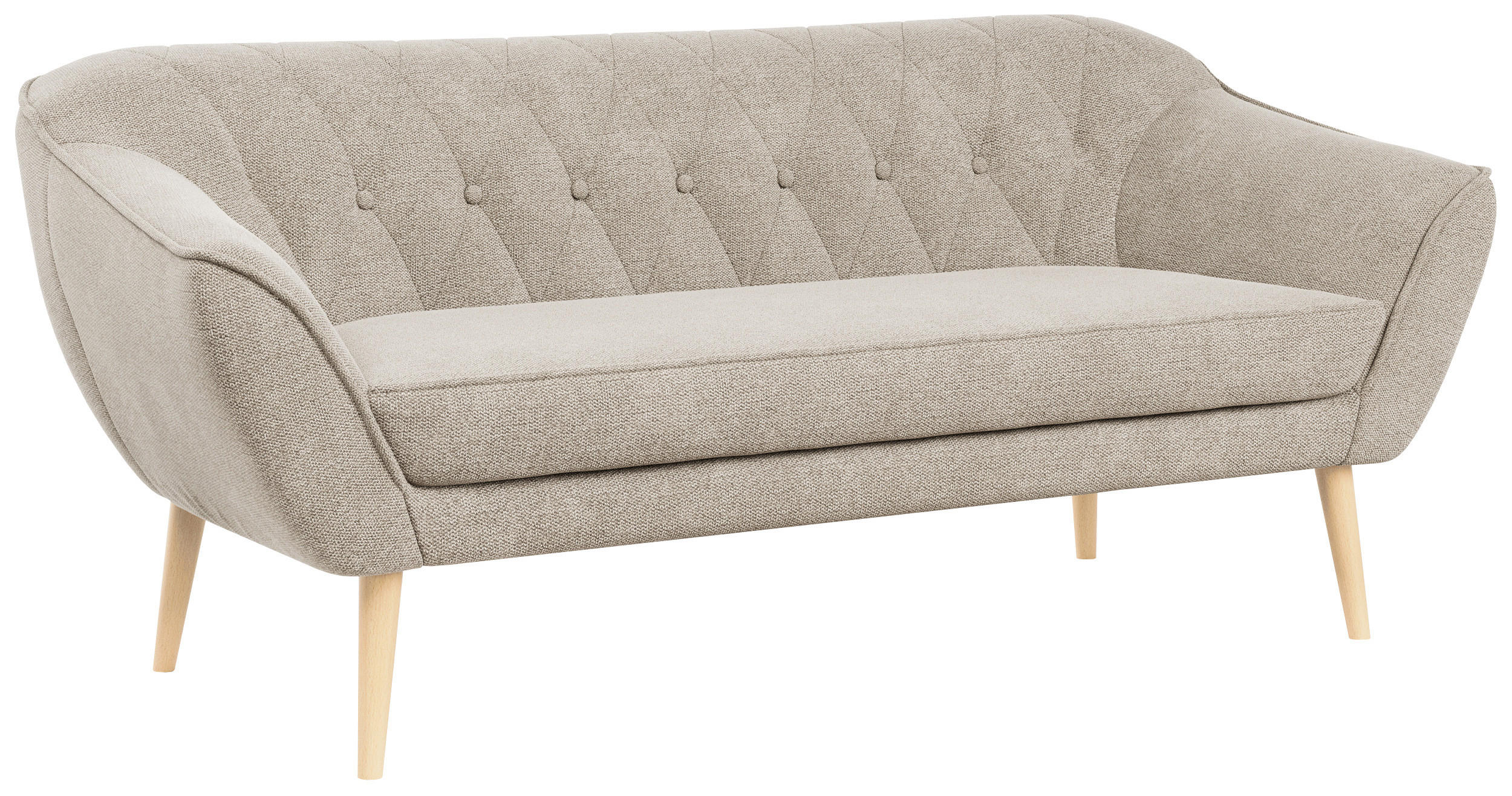 SOFA Pirs 3 Sitzer Strukture Beige - Beige/Braun, Holz/Textil (180/75/74cm) - MKS