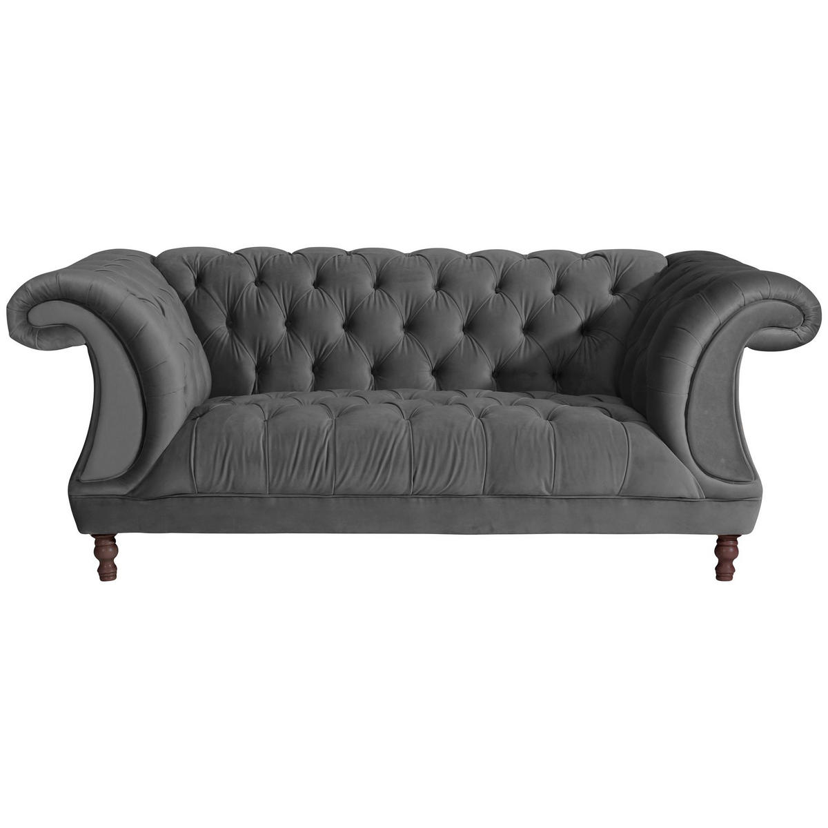 CHESTERFIELD Sofa 2-Sitzer Kaylin Samtvelours anthrazit - Anthrazit, Kunststoff (200/80/100cm) - 58aufmkessel