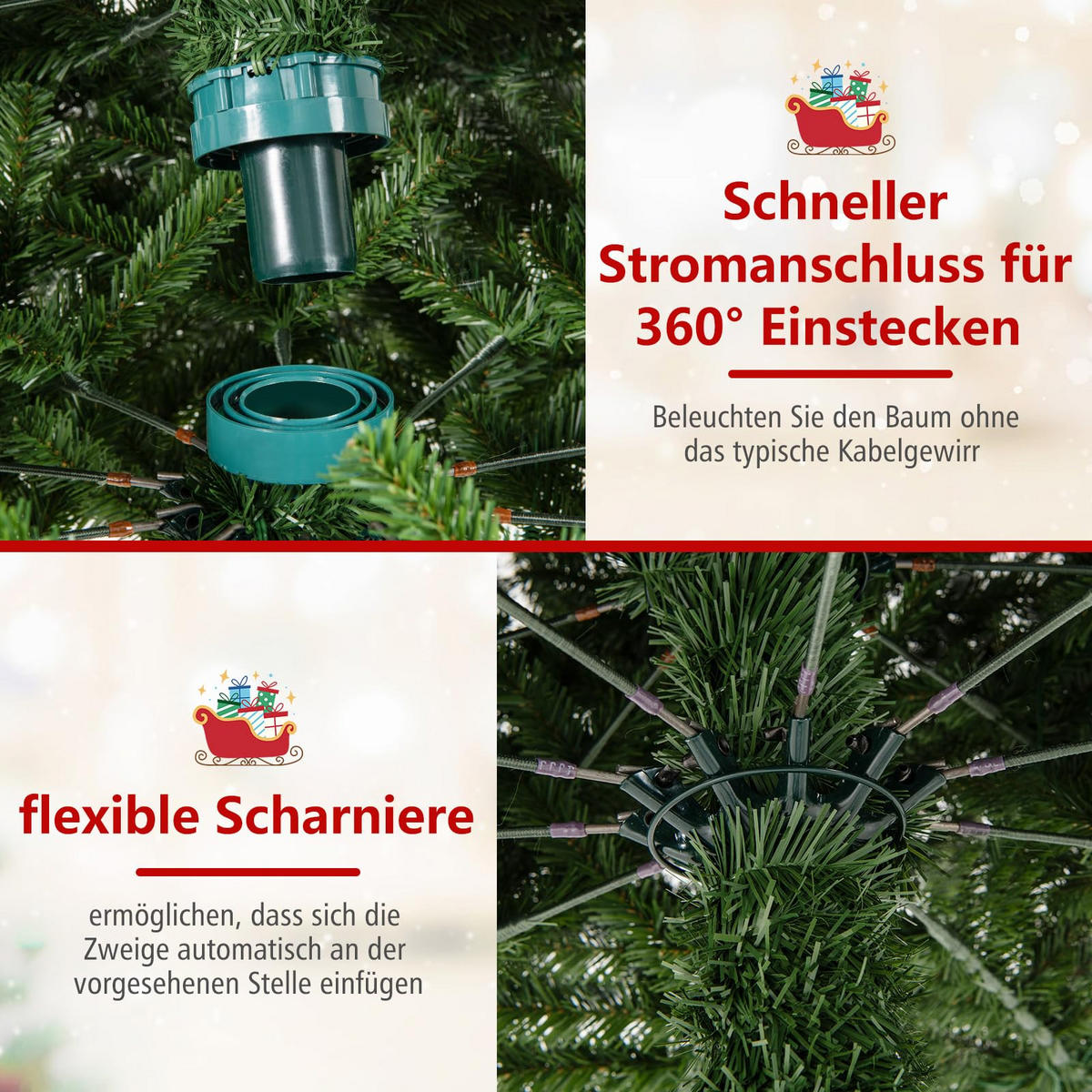 WEIHNACHTSBAUM große Tannenform mit LEDs 360 cm grün - Grün, Kunststoff (360cm) - COSTWAY