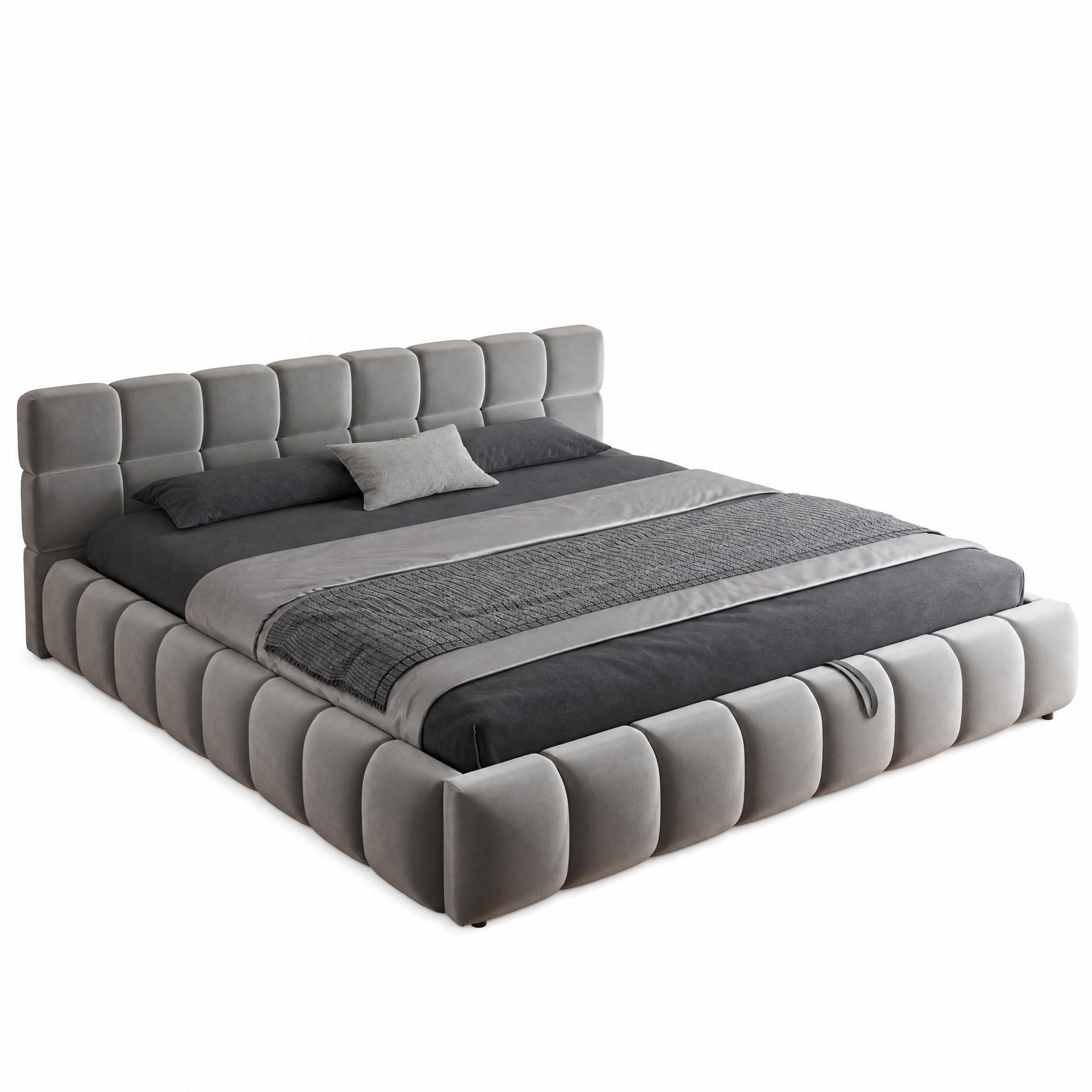 POLSTERBETT 180/200 mit LED und hydraulischem Stauraum in Grau - Grau, Holzwerkstoff/Textil (180/200cm) - EVRYAE