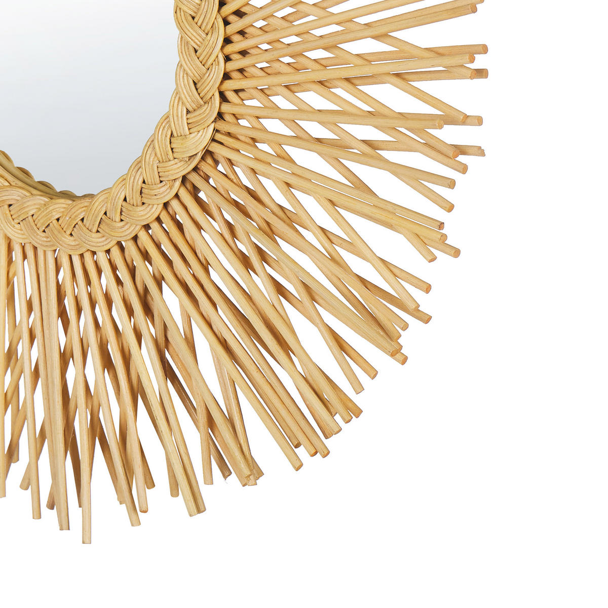 WANDSPIEGEL Rattan natürlich Sonnenform 60 cm Kalasin - Beige/Naturfarben, Naturmaterialen (60/60/3cm) - Beliani