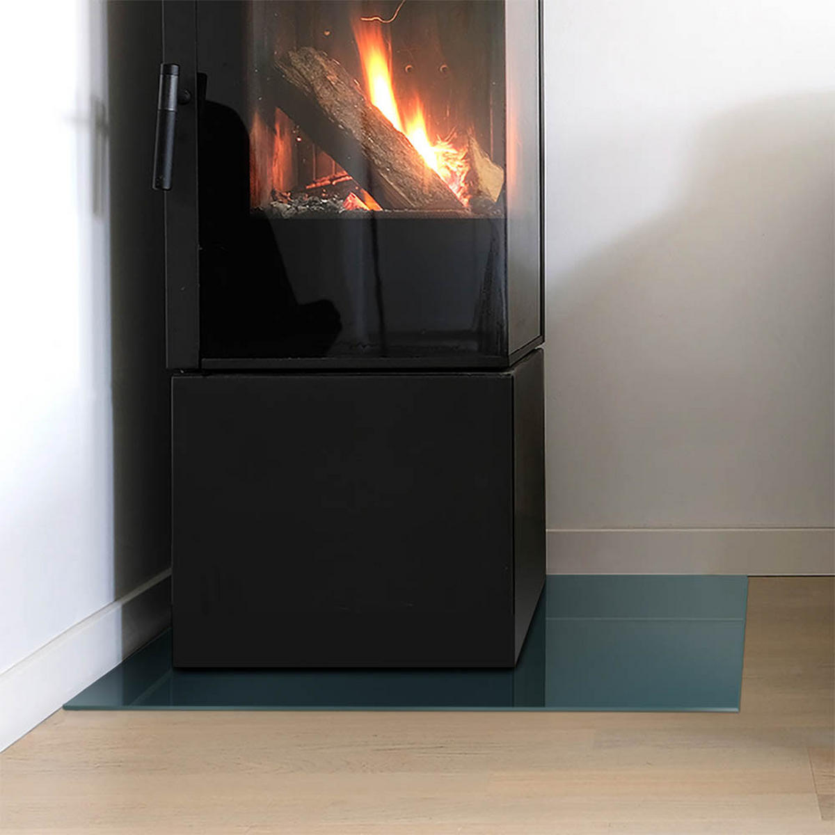 GLASPLATTE für Kamin 60x40 cm - Türkis, Glas (60/40/0.4cm) - TULUP